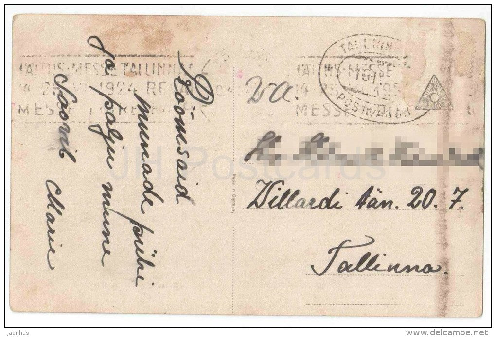 Easter Greeting Card - boy and girl - eggs - CL 6693/5 - circulated in Estonia Mail Wagon 1924 - JH Postcards