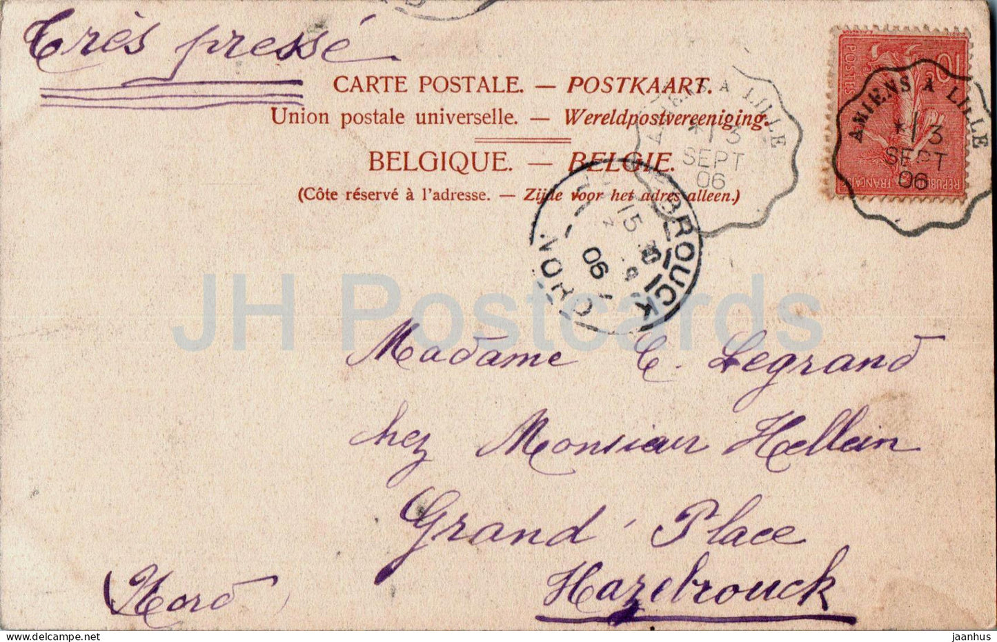 Bruxelles - Brussels - Manneken Pis - pissing boy - 1051 - old postcard - 1906 - Belgium - used