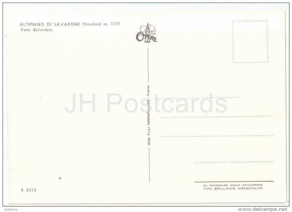 Forte Belvedere - Altipiano di Lavarone - Trento - R 5315 - Italia - Italy - unused - JH Postcards