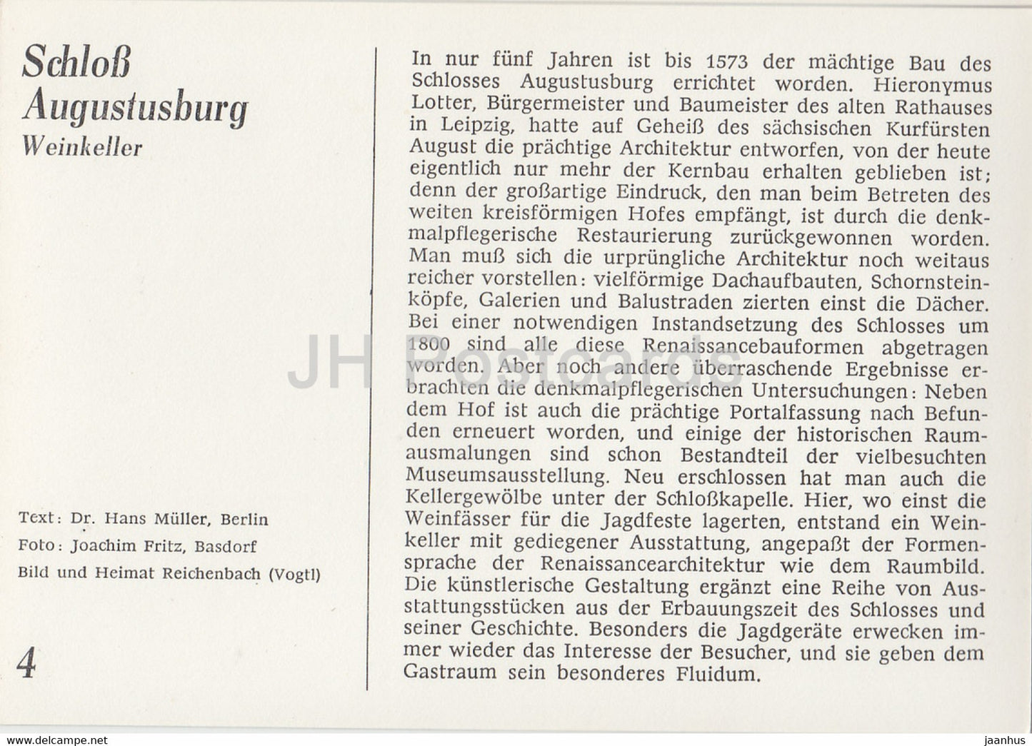 Schloss Augustusburg - Weinkeller - Historische Gaststatten - Historical Restaurants - DDR Germany - unused