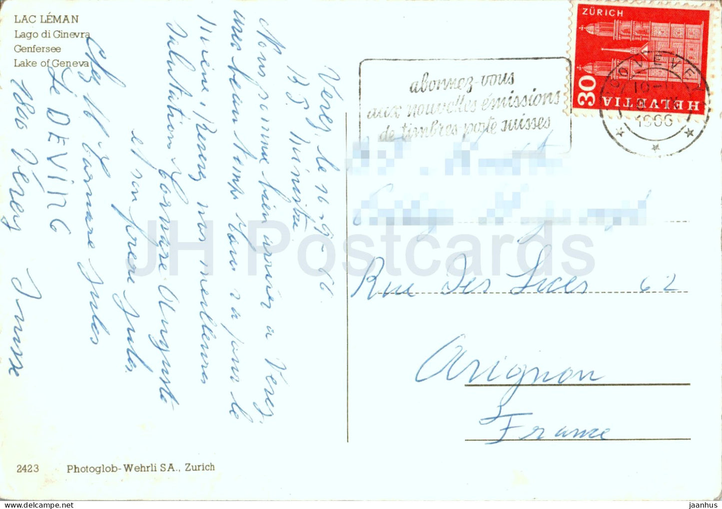 Lac Leman - Lago di Ginerva - Genfersee - 2423 - 1966 - Schweiz - gebraucht