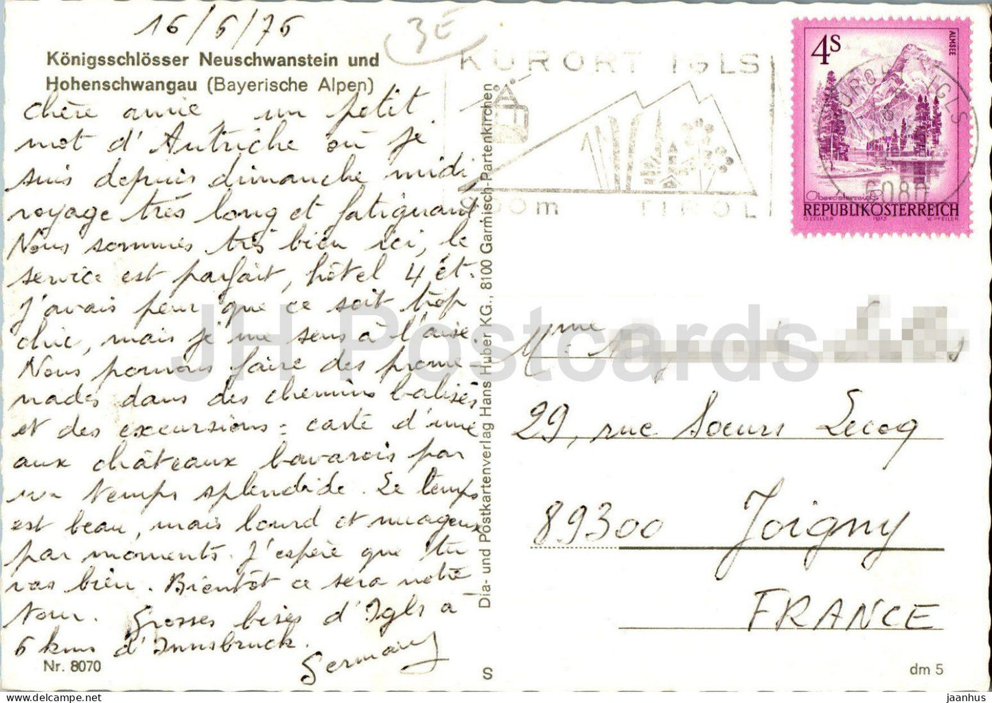 Konigschlosser Neuschwanstein und Hohenschwangau - castle - 8070 - 1976 - Germany - used