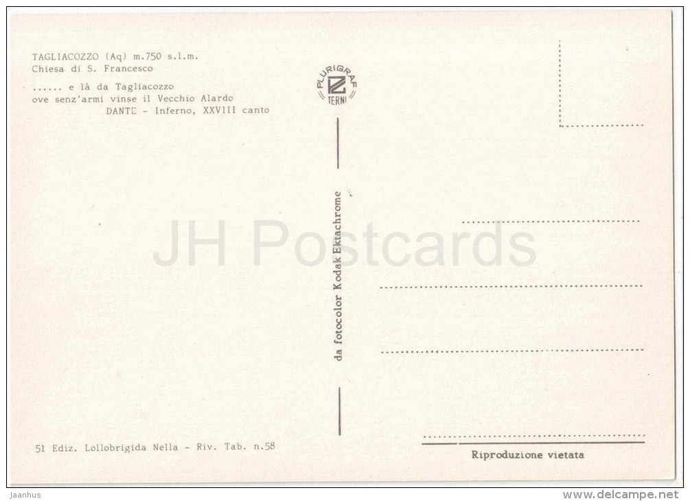 Chiesa di S. Francesco - church - Tagliacozzo - L´Aquila - Abruzzo - 51 - Italia - Italy - unused - JH Postcards