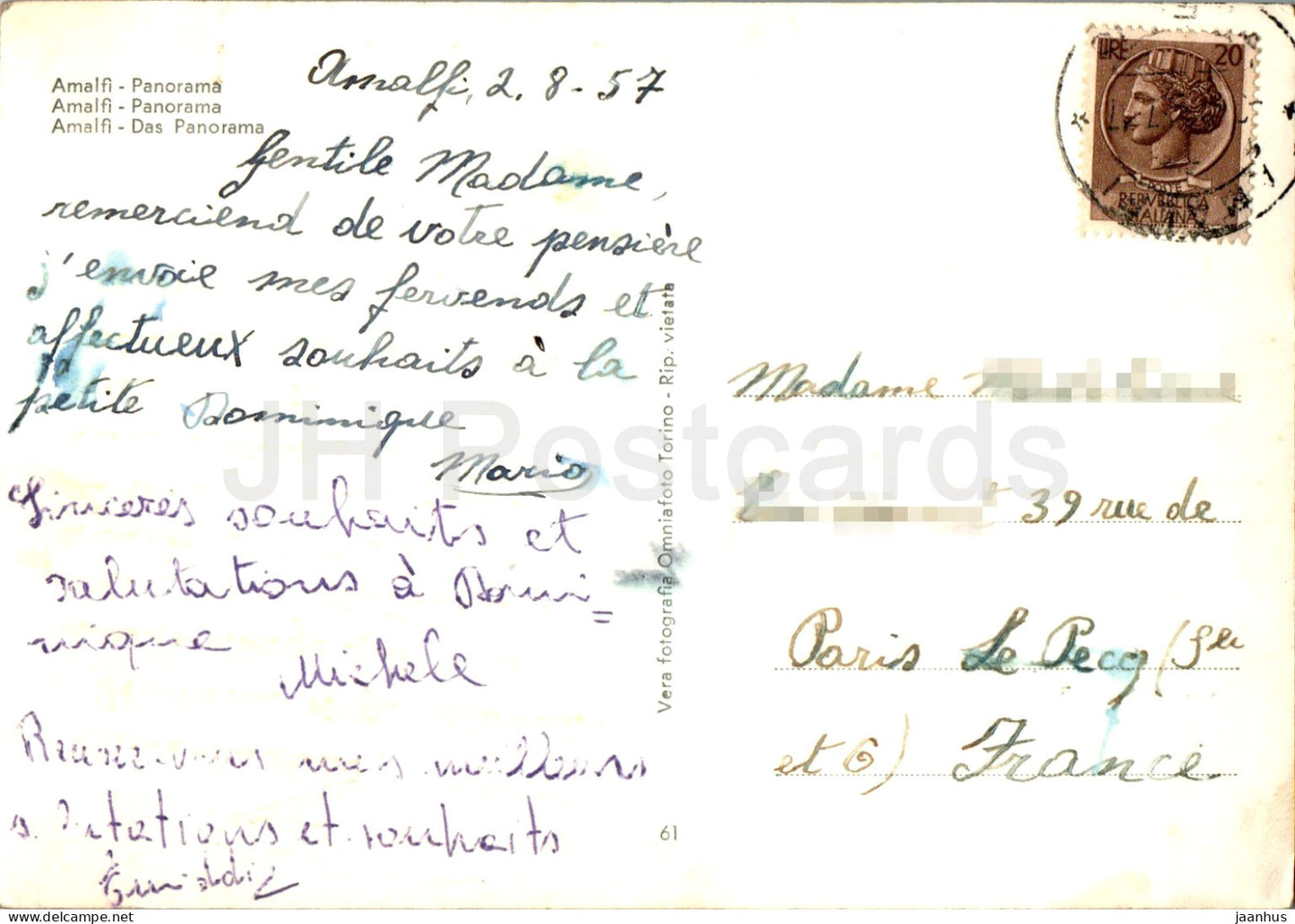 Amalfi - Panorama - 61 - alte Postkarte - 1957 - Italien - gebraucht