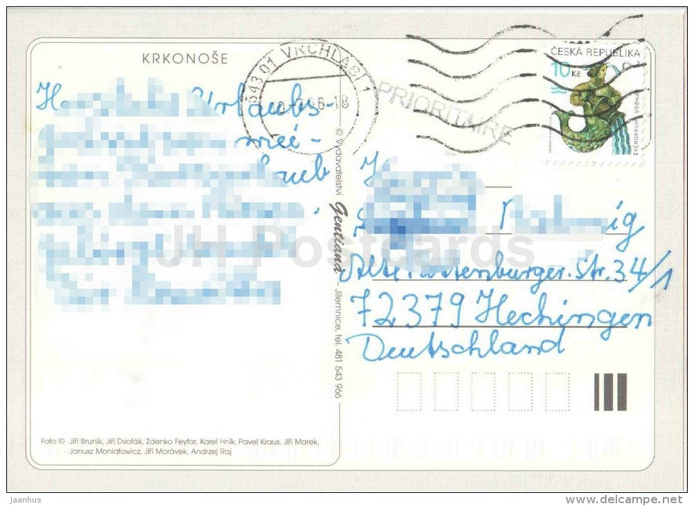 Wielki Staw - Snezka - Labe waterfall - Wang - Kotel - Mumlavy - Pramen Labe - Krkonose - mountains - Czech - used 2006 - JH Postcards