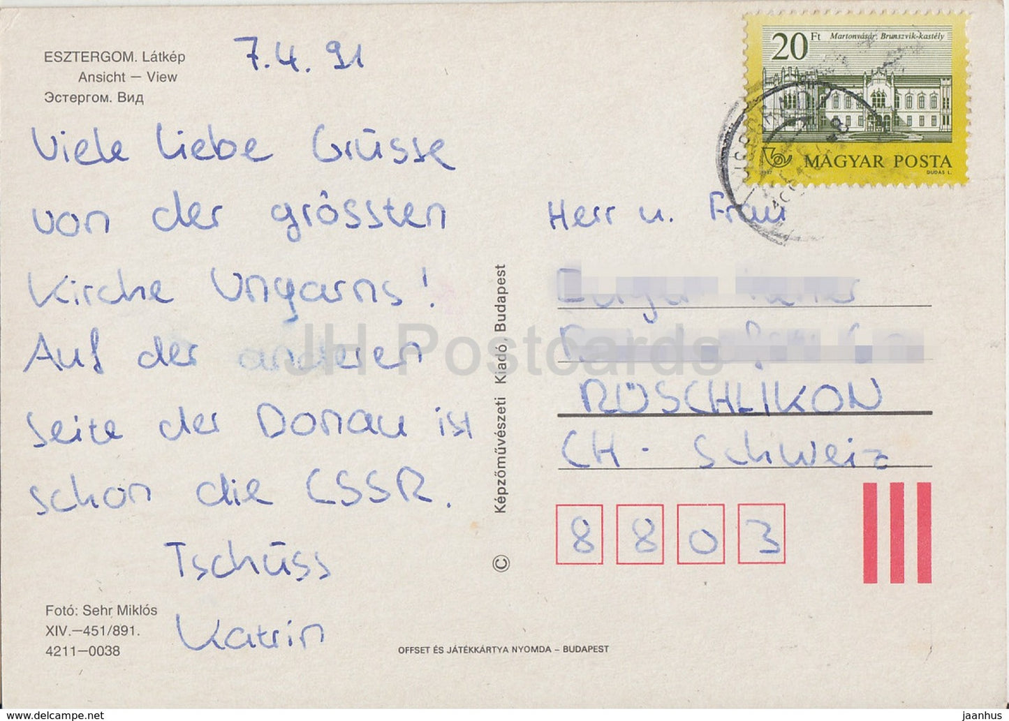 Esztergom - vue - années 1980 - Hongrie - utilisé