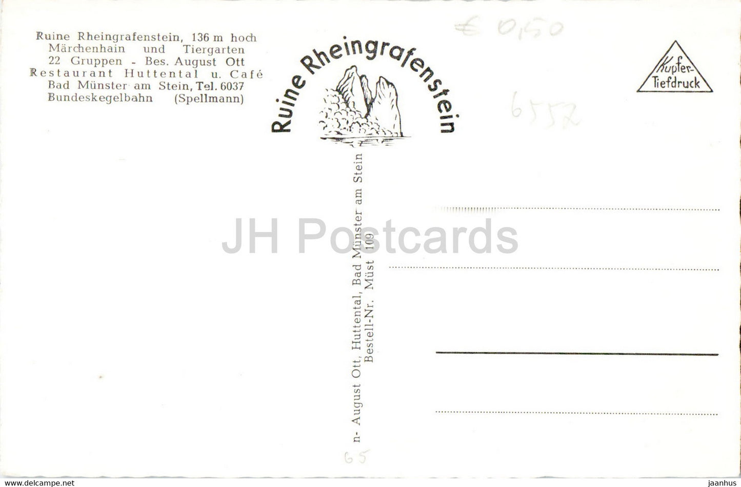 Bad Münster am Stein - Ruine Rheingrafenstein - alte Postkarte - Deutschland - unbenutzt