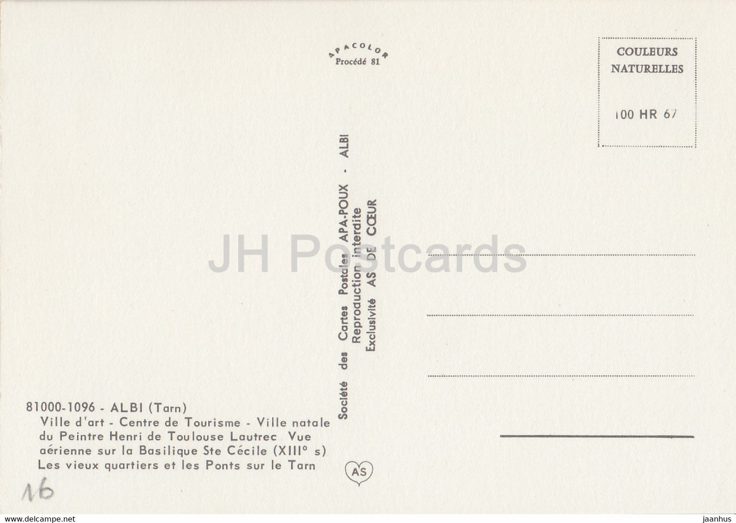 Albi - Ville d'art - vue aerienne sur la Basilique Ste Cecile - cathedral - France - unused