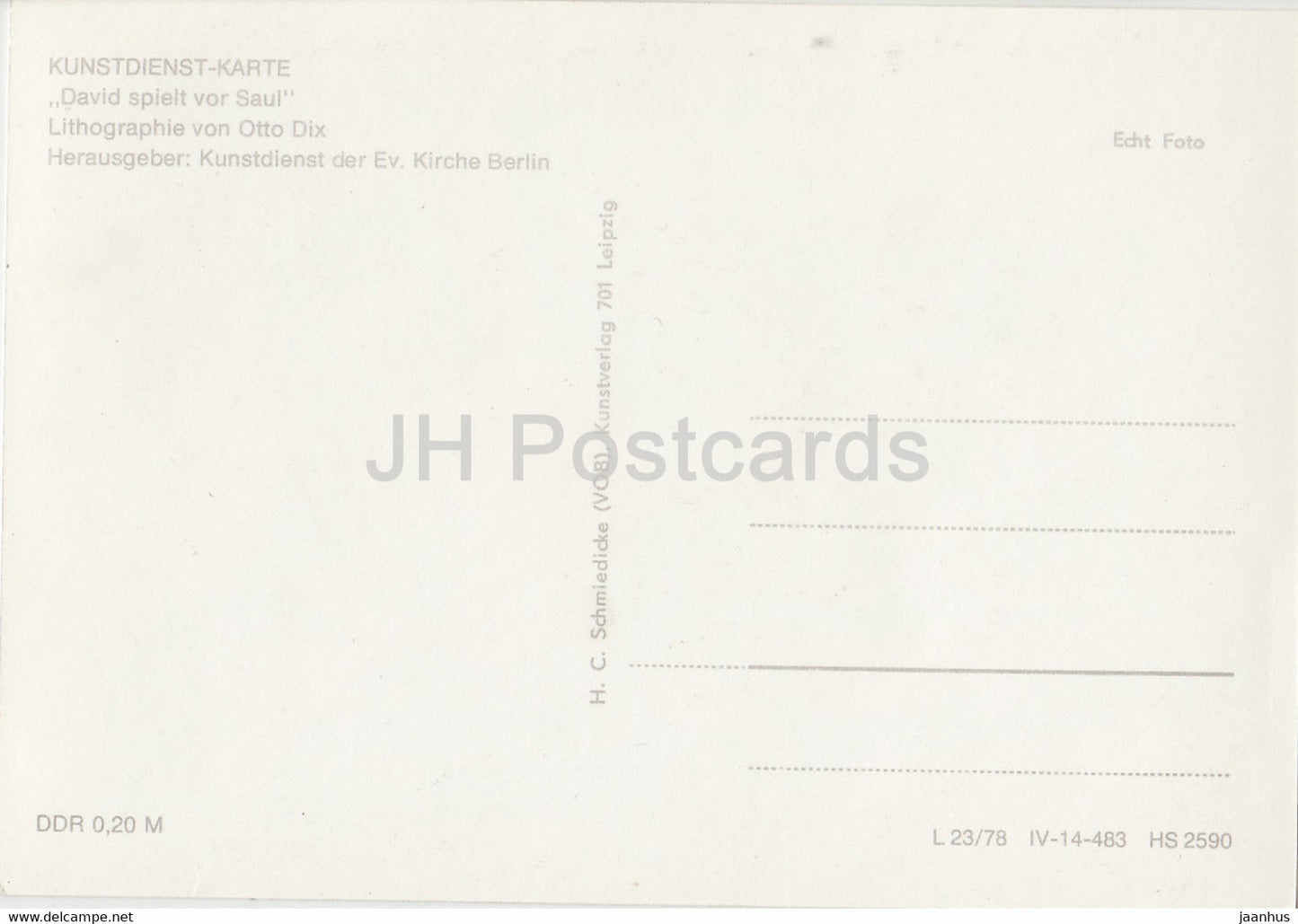 painting by Otto Dix - David spielt vor Saul - German art - Germany DDR - unused