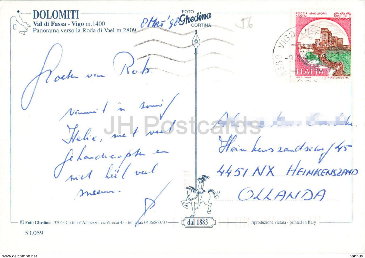 Val di Fassa - Vigo - Panorama verso la Roda di Vael - 1998 - Italy - used