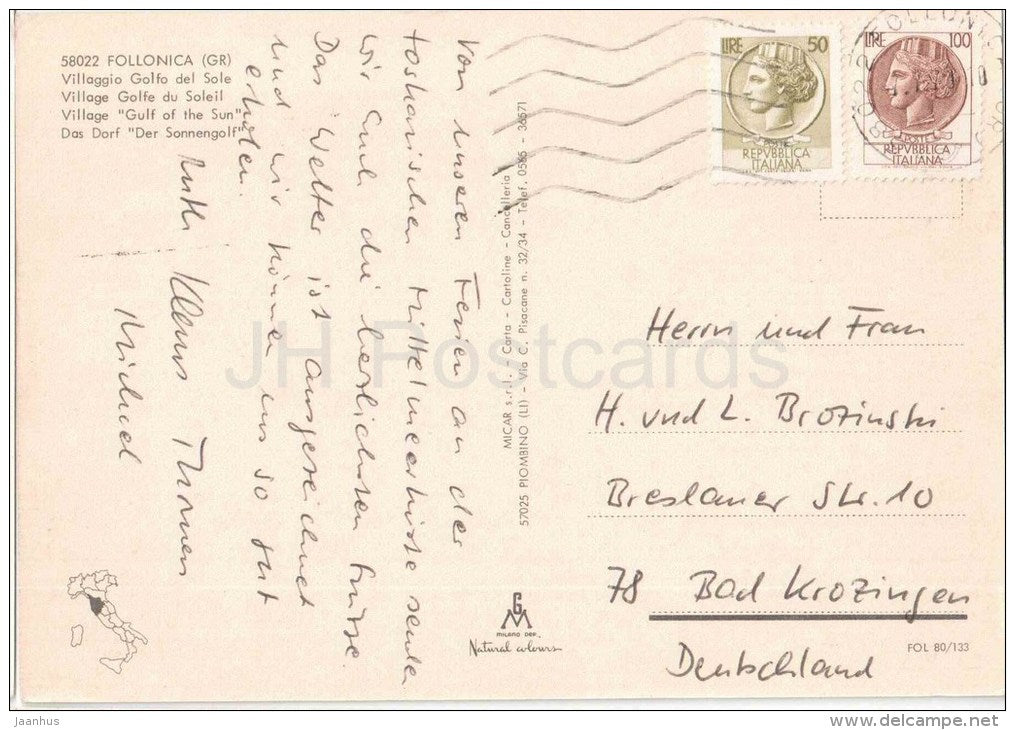 Villaggio Golfo del Sole - Follonica - Grosseto - Toscana - 58022 - FOL 80/133 - Italia - Italy - used - JH Postcards