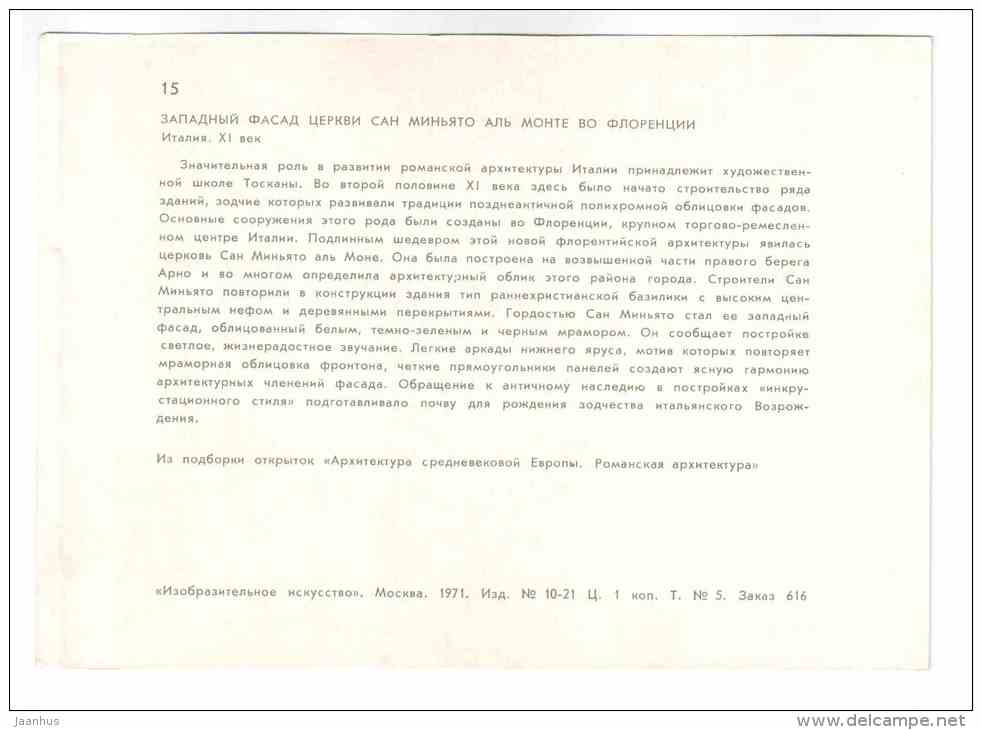 Basilica di San Miniato al Monte - Firenze - Florence - Romanesque architecture - 1971 - Italy - unused - JH Postcards