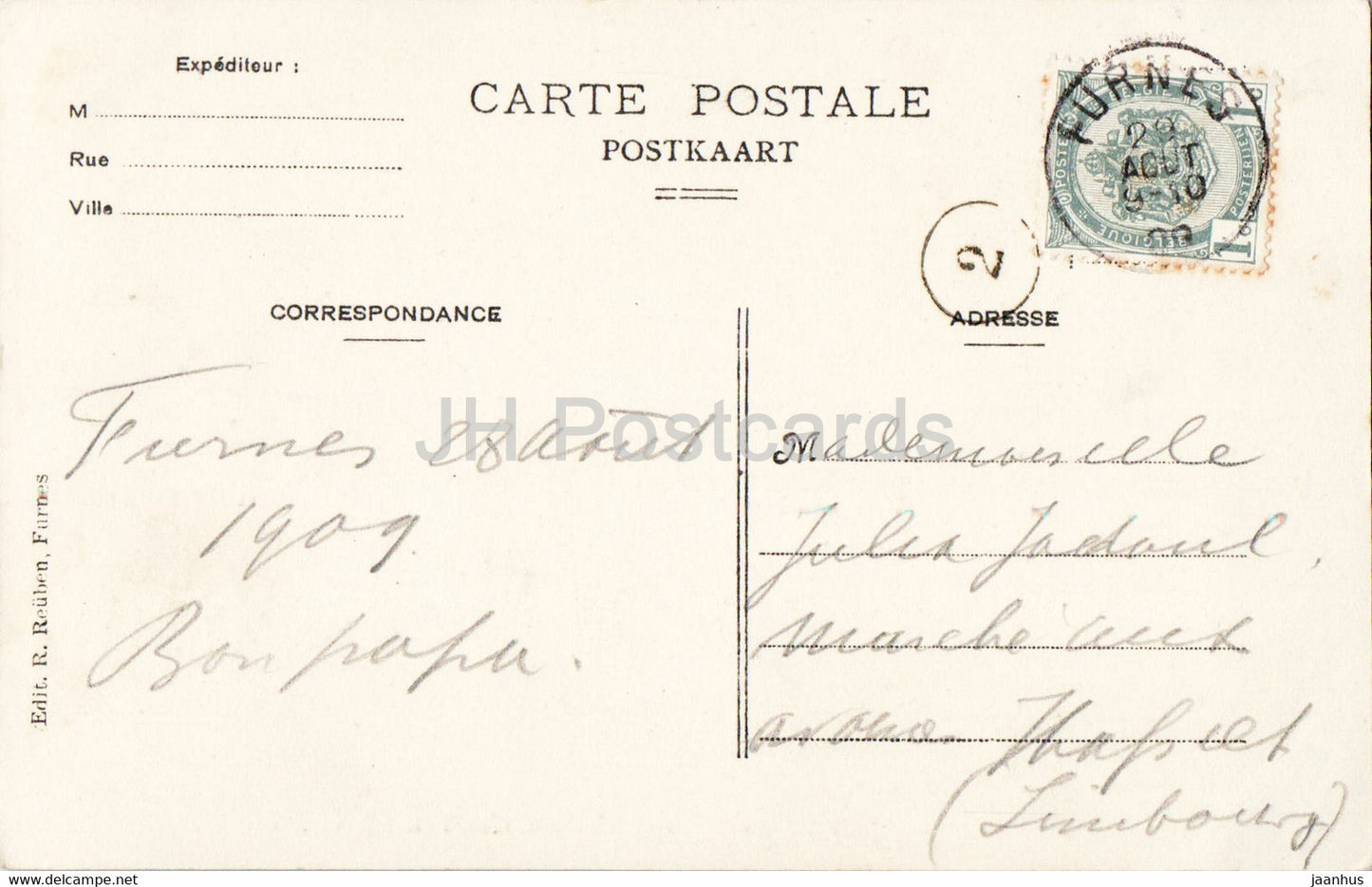 Furnes - Furnes - Perron de l'Hôtel de Ville - 7 - carte postale ancienne - Belgique - occasion