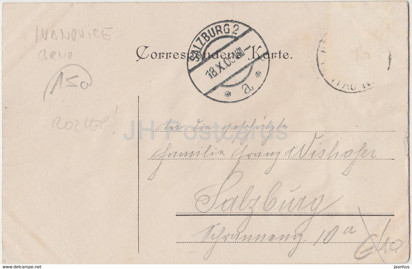 Gruss aus Eiwanowitz - Stadtplatz - old postcard - 1905 - Czech Republic - used