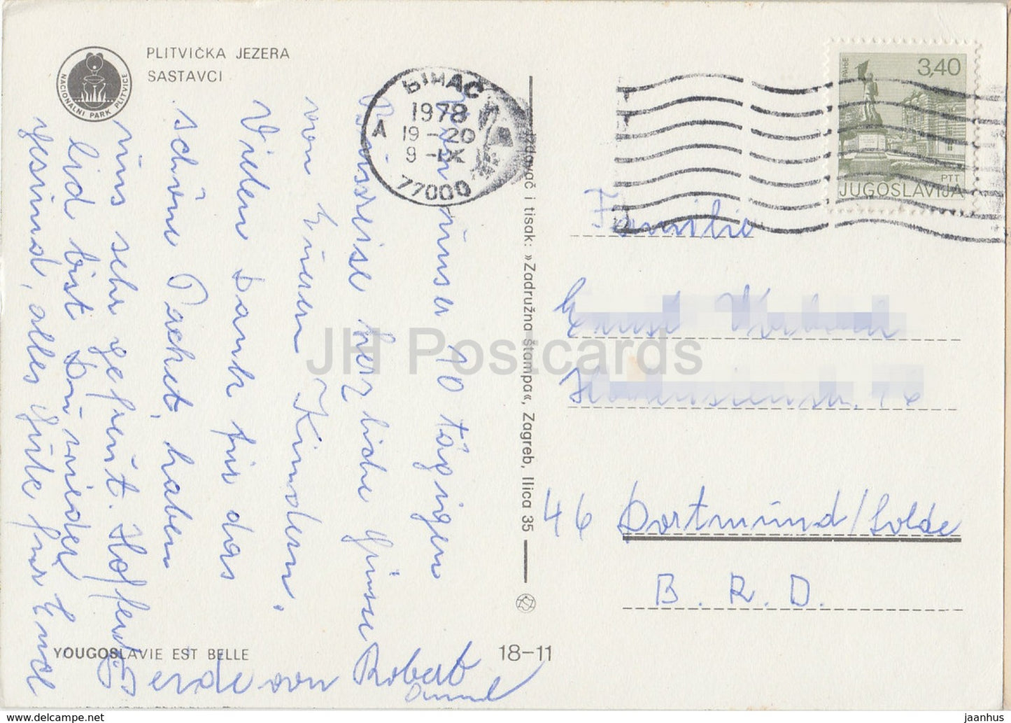 Plitvicka Jezera - Parc national des lacs de Plitvice - cascade - Yougoslavie - Croatie - 1978 - d'occasion