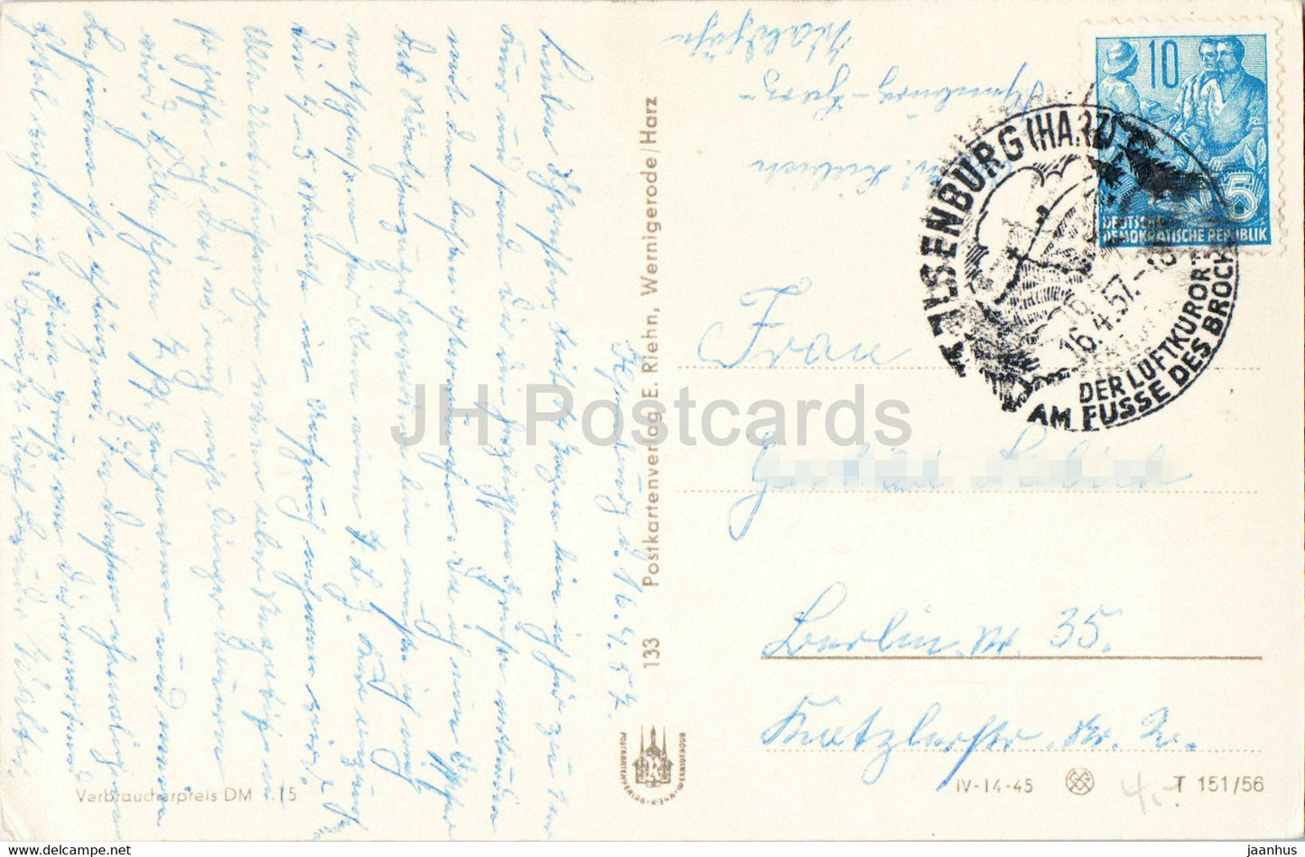 Ilsenburg - Harz - Promenade am Forellenteich - carte postale ancienne - 1957 - Allemagne - utilisé