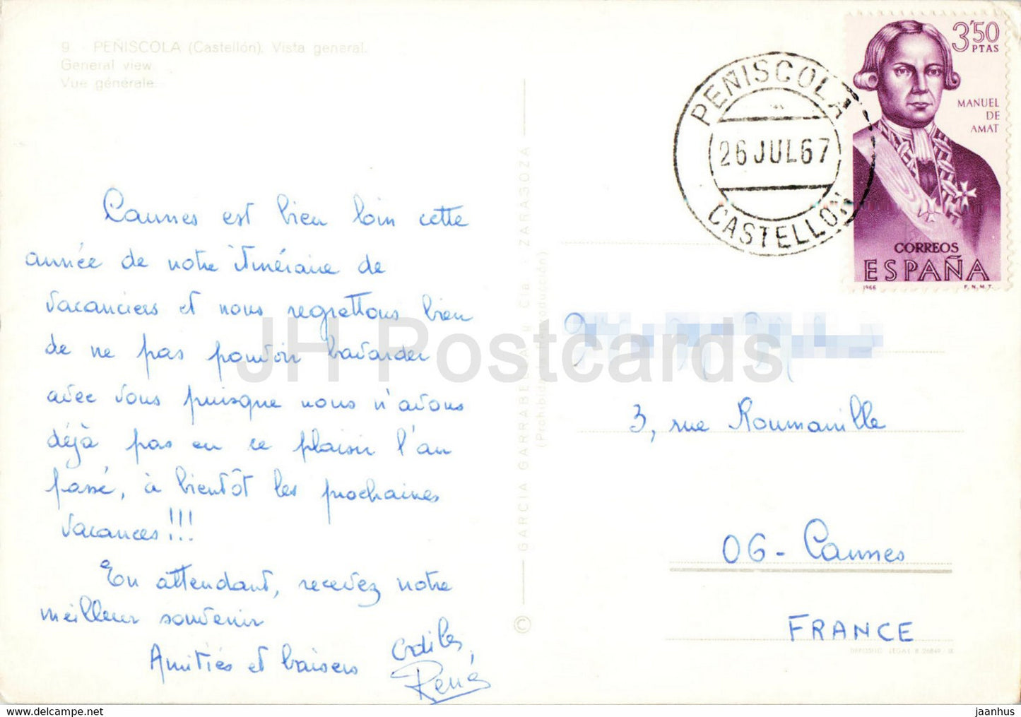 Peniscola - Castellon - Vista General - view - 9 - 1967 - Spain - used