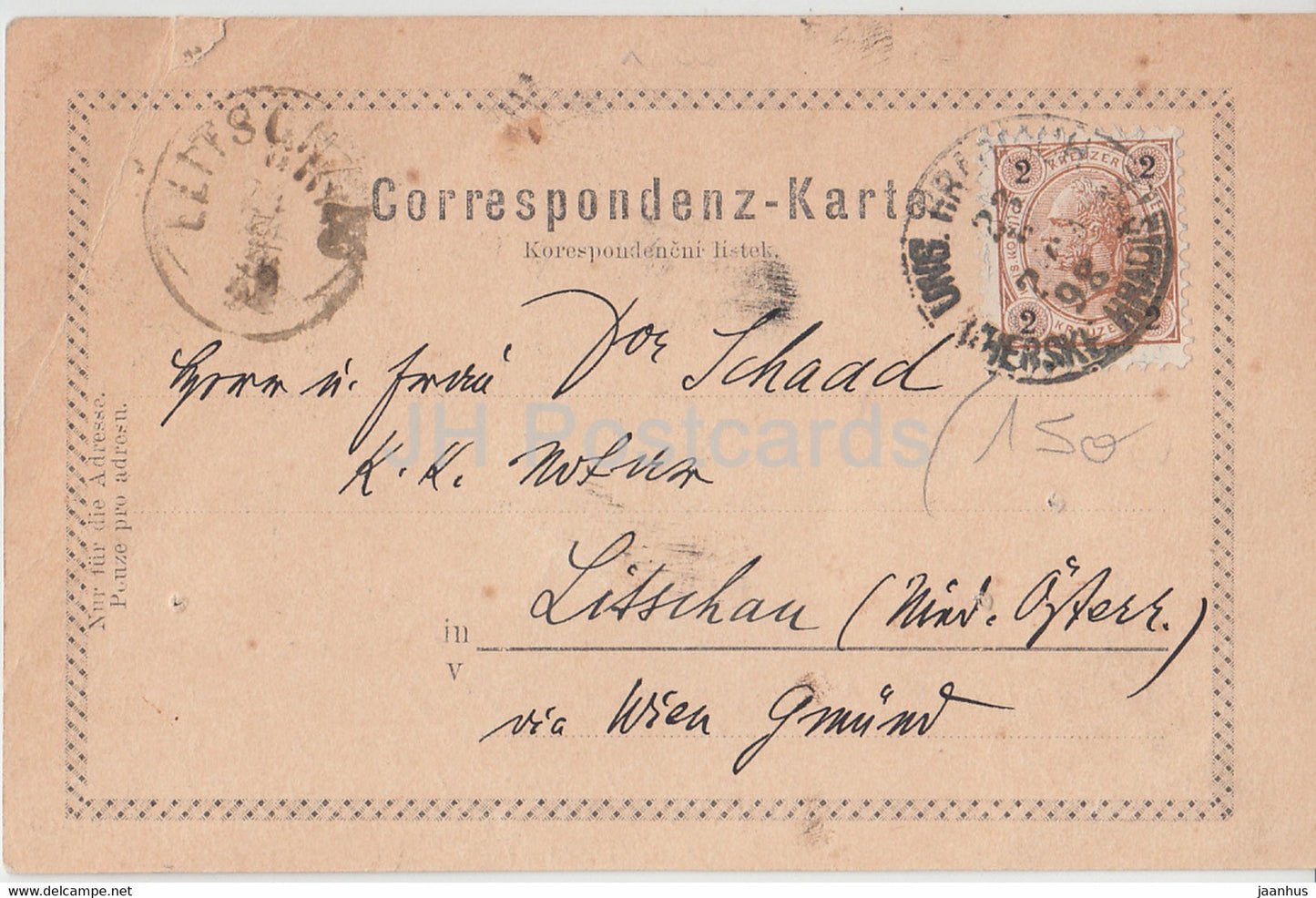 Gruss aus Ung Hradisch - Uherske Hradiste - Rathhaus - Volkstracht - alte Postkarte - 1898 - Tschechien - gebraucht