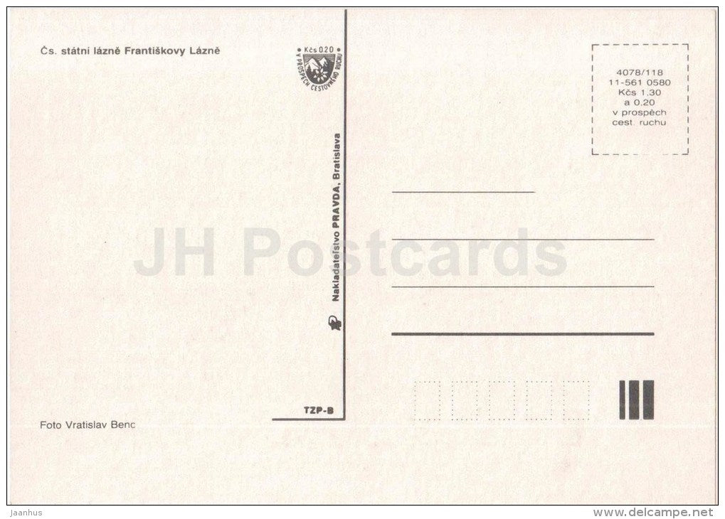 Frantiskovy Lazne - spa - boy sculpture - Czechoslovakia - Czech - unused - JH Postcards