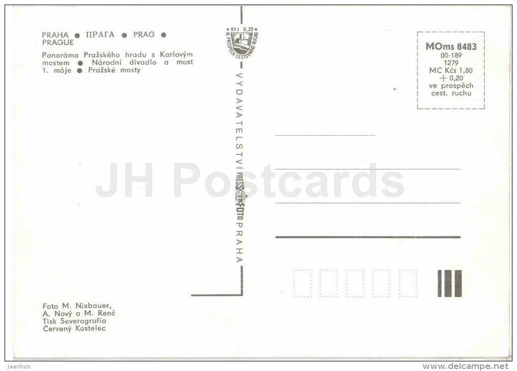 Praha - Prague - Prague castle - Charles bridge - national theatre - 1. May bridge - Czechoslovakia - Czech - unused - JH Postcards