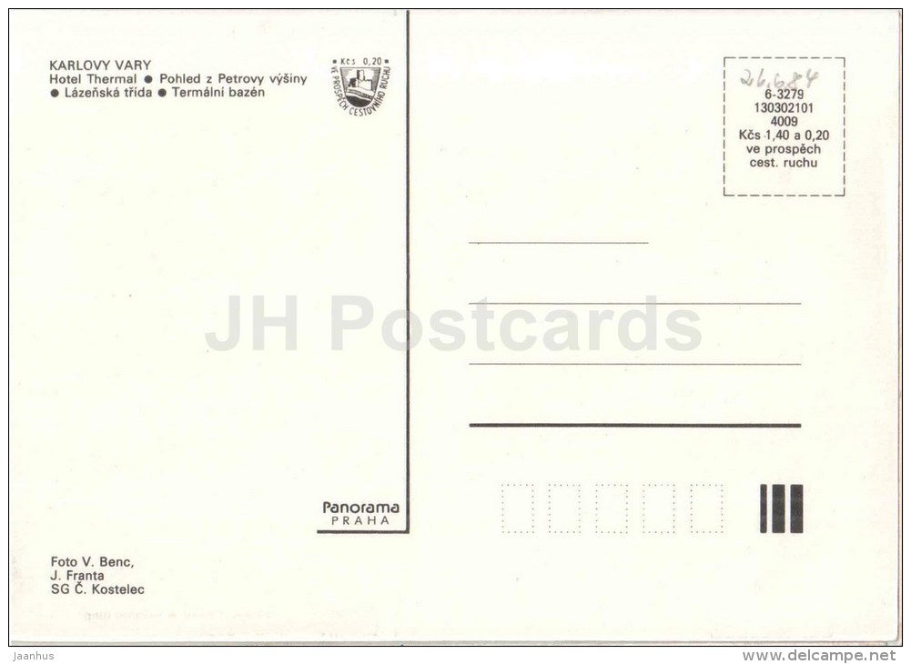 Karlovy Vary - Karlsbad - hotel Thermal - swimming pool - spa - Czechoslovakia - Czech - unused - JH Postcards