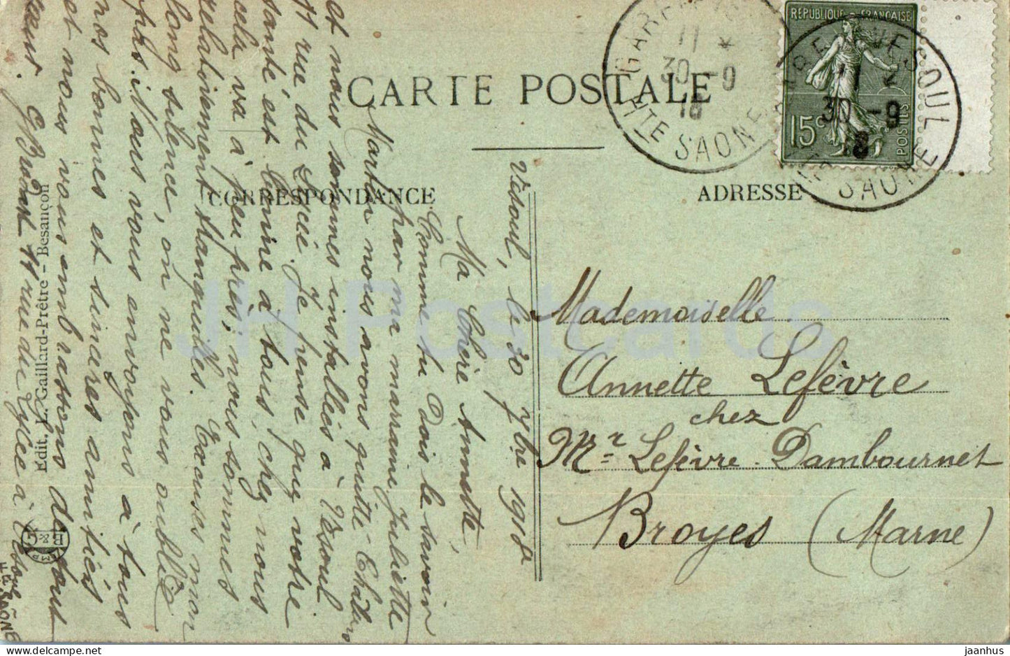 Vesoul - Vue Generale - Exkursion En Franche Comte - 1684 - alte Postkarte - 1918 - Frankreich - gebraucht