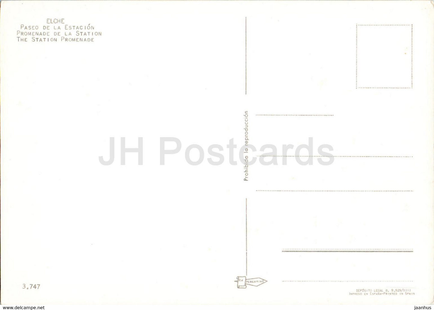 Elche - Paseo de la Estacion - Bahnhofspromenade - 3747 - Spanien - unbenutzt