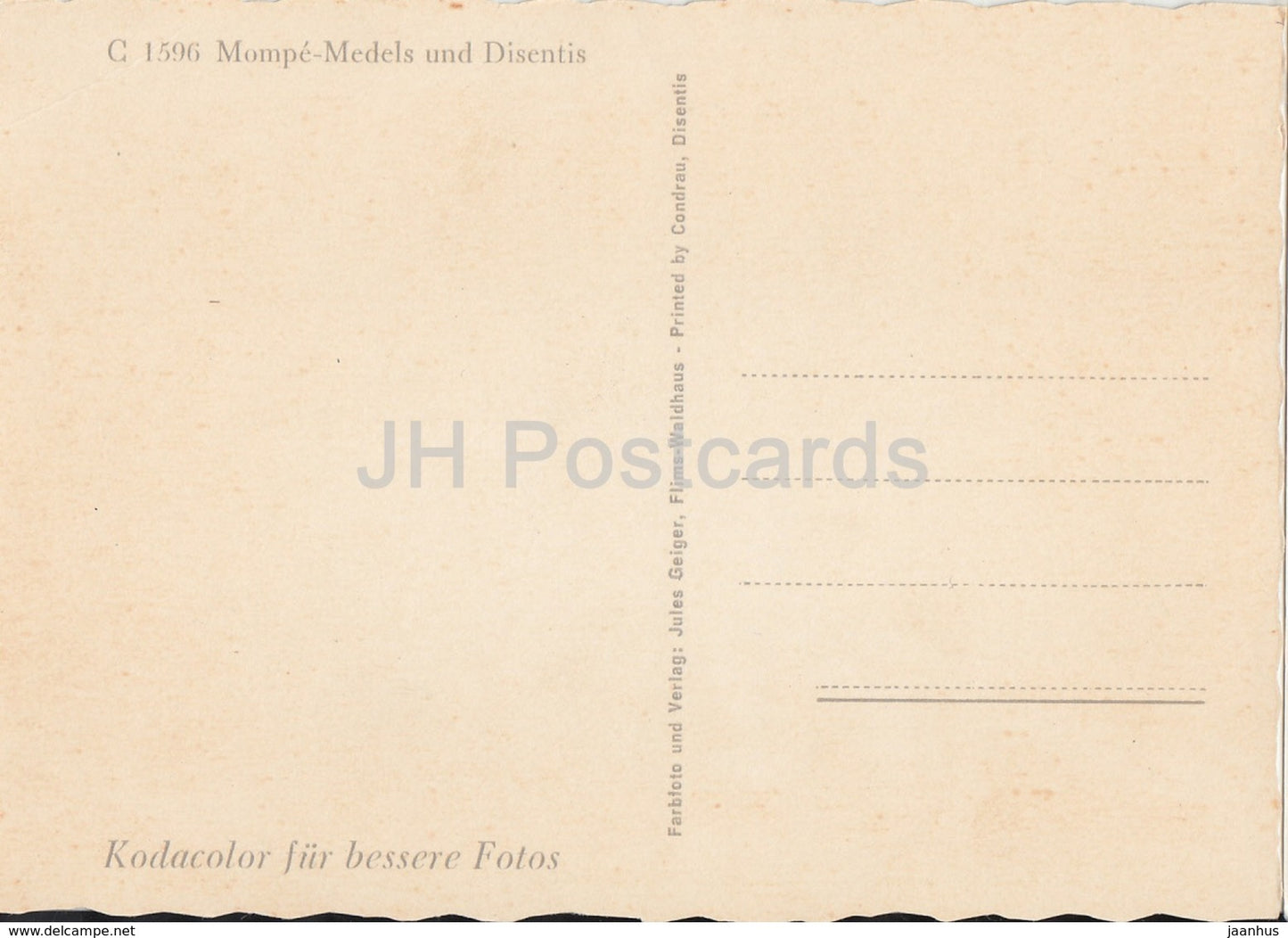 Mompe Medels uns Disentis - 1596 - Switzerland - unused