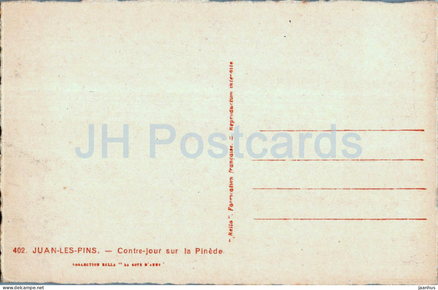 Juan les Pins - Contre jour sur la Pinede - 402 - old postcard - France - unused