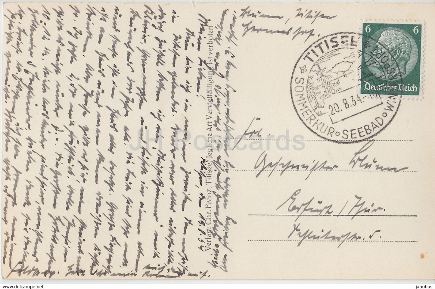 Titisee - Schwarzwald 860 m - 111 - alte Postkarte - 1934 - Deutschland - gebraucht