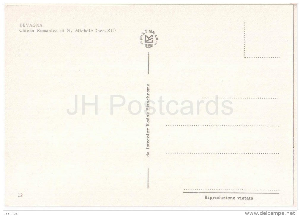 Chiesa Romanica di S. Michele - church - Bevagna - Perugia - Umbria - 12 - Italy - Italia - unused - JH Postcards
