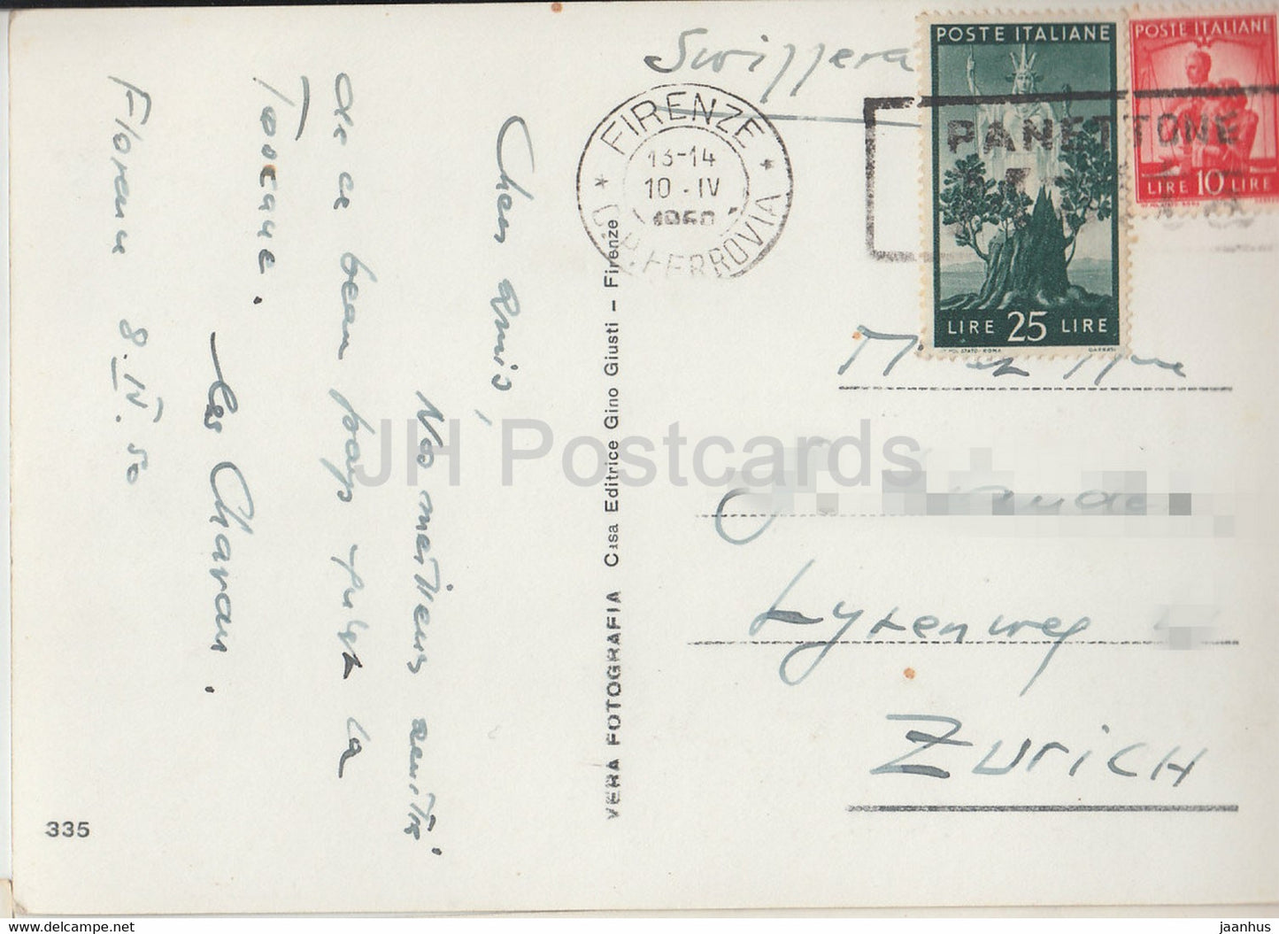 Firenze - Florence - Piazza Duomo - tram - 179 - old postcard - 1950 - Italy - used