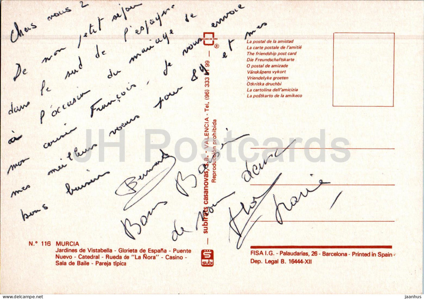 Murcia - Jardines Vistabella - Gloreta de Espana - Puente Nuevo - Catedral - carte - multiview - 116 - Espagne - utilisé