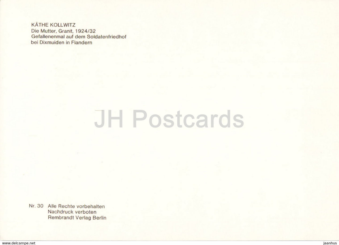 sculpture by Kathe Kollwitz - Die Mutter - The Mother - German art - Germany - unused