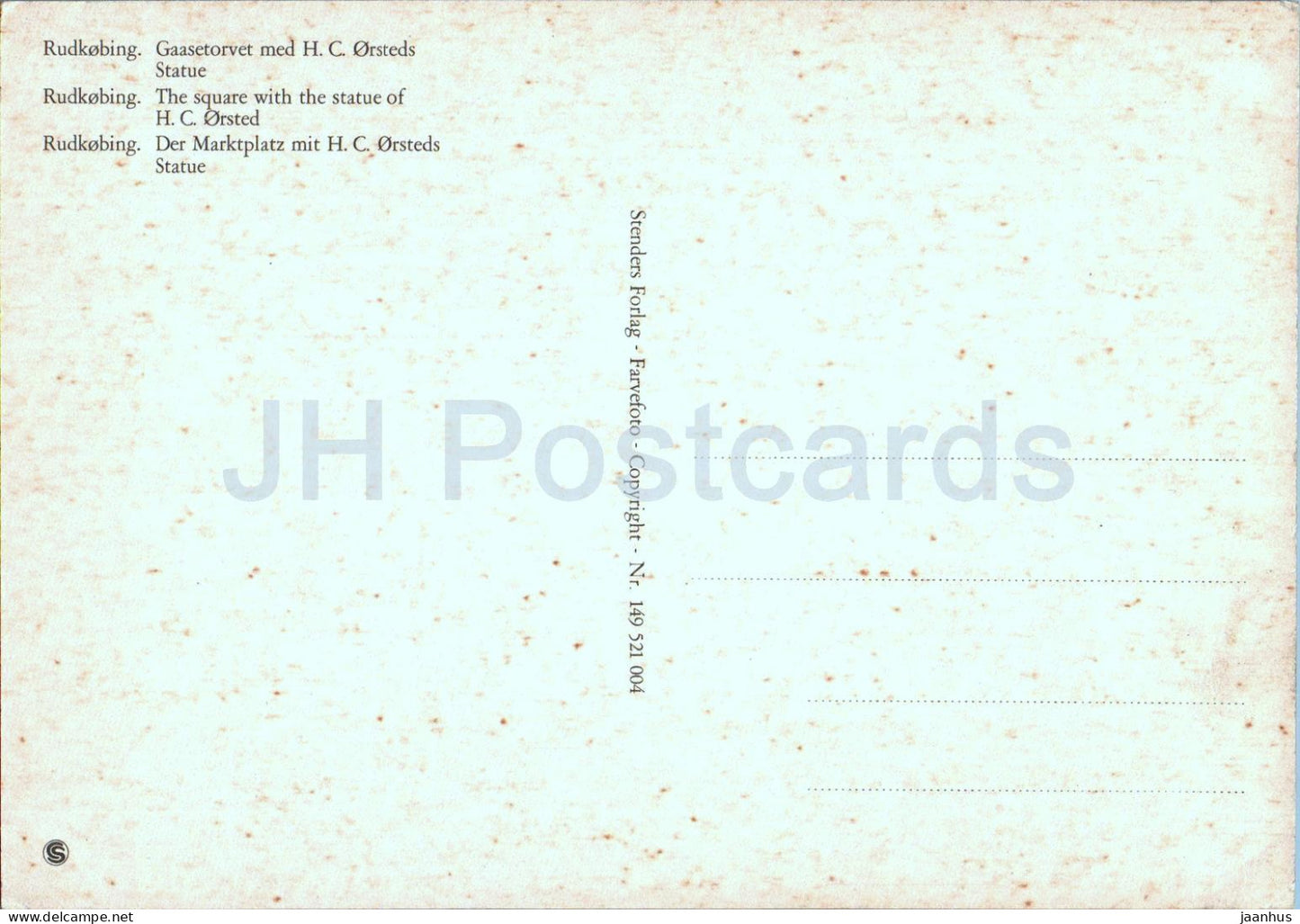 Rudkobing - Gaasetorvet med H C Orsteds Statue - square - monument - 149 - Denmark - unused