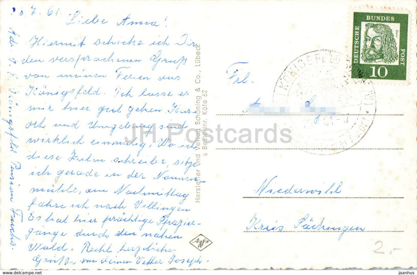 Gruss aus Konigsfeld im Schwarzwald - Kindersanatorium - Kurpark - Schwarzwaldhaus - 1961 - Allemagne - utilisé