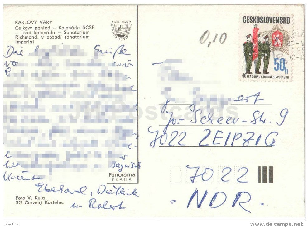 Karlovy Vary - Karlsbad - market colonnade - sanatorium Richmond , Imperial - spa - Czechoslovakia - Czech - used 1985 - JH Postcards