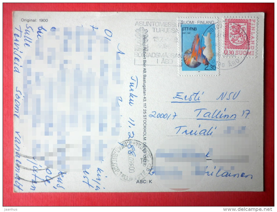 illustration - angel - reprint from 1900 - Sweden - sent from Finland Turku to Estonia USSR 1988 - JH Postcards