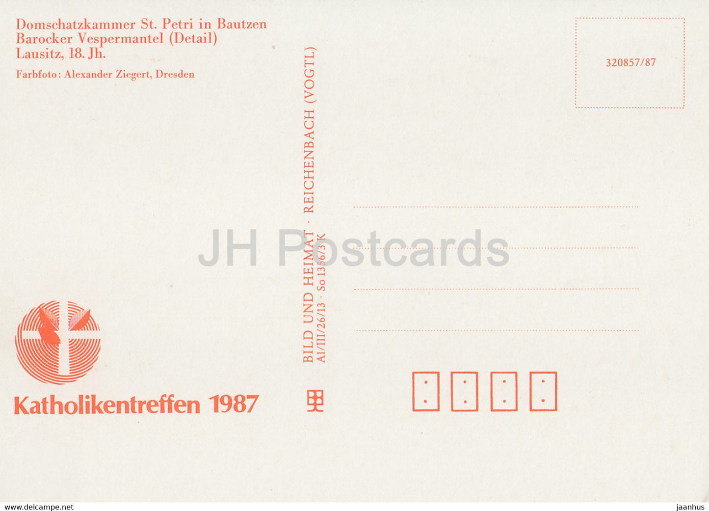Barocker Vespermantel - Domschatzkammer St Petri in Bautzen - 1987 - DDR Germany - unused
