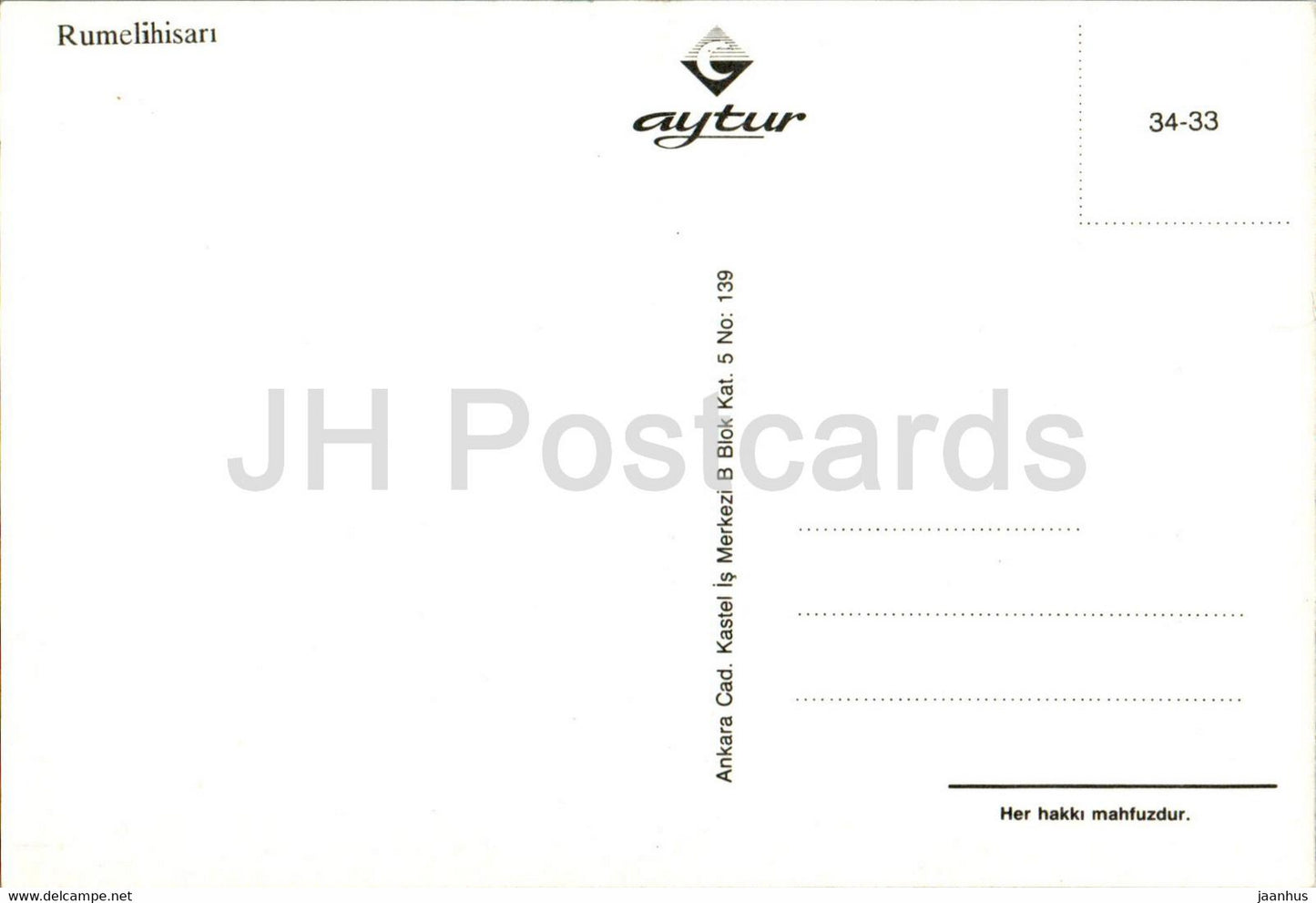 Rumelihisari - 34-33 - Turkey - unused
