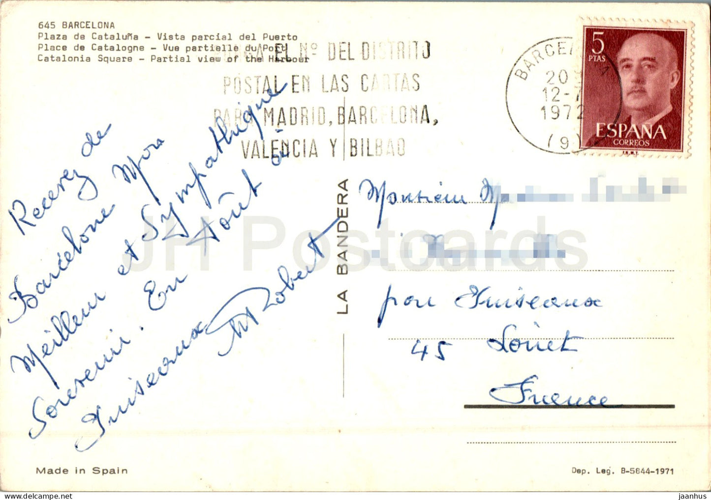 Barcelona – Plaza de Cataluna – Vista parcial del Puerto – Katalonienplatz – Hafen – 645 – 1972 – Spanien – gebraucht