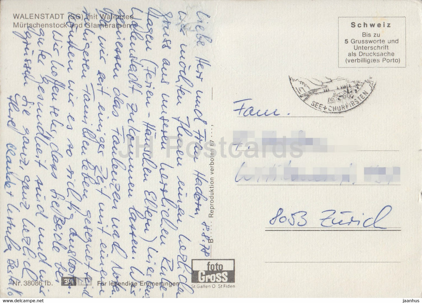 Walenstadt SG - Walensee - Murtschenstock - Glarneralpen - 1978 - Schweiz - gebraucht