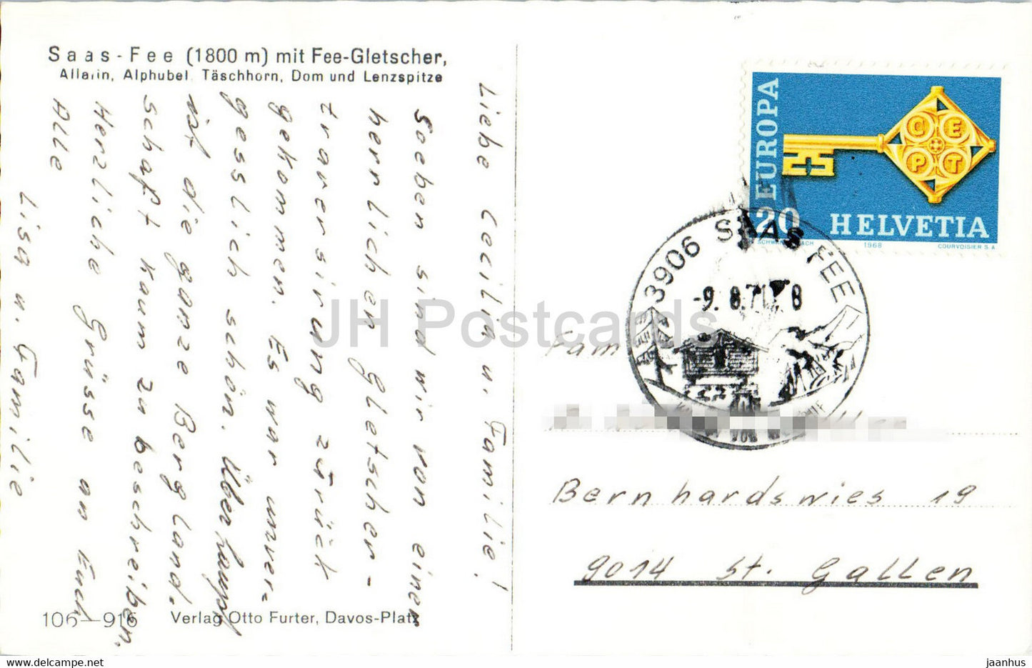 Saas Fee 1800 m mit Fee Gletscher - 1971 - Switzerland - used