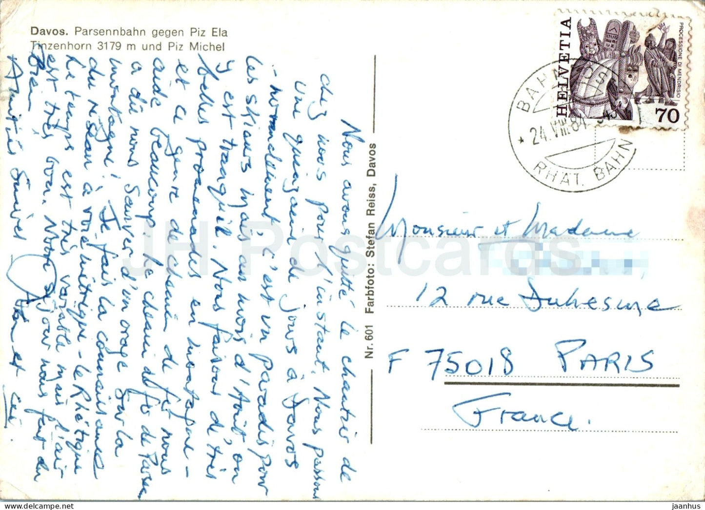 Davos - Parsennbahn gegen Piz Ela - Tinzenhorn - Piz Michel - funiculaire - 601 - 1984 - Suisse - utilisé