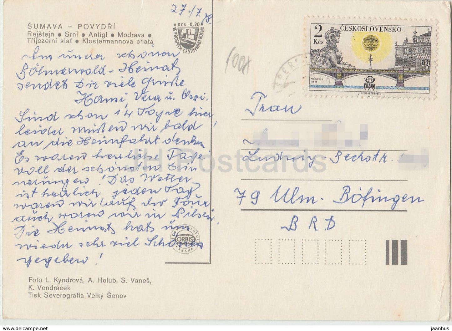 Böhmerwald - Povydri - Rejstejn - Srni - Antigl - Modrava - Multiview - 1978 - Tschechoslowakei - Tschechische Republik - gebraucht