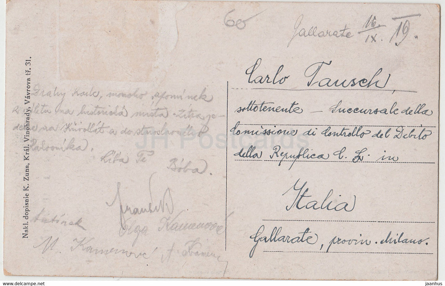 Hrad Karluv Tyn - castle - old postcard - 1919 - Czech Republic - used