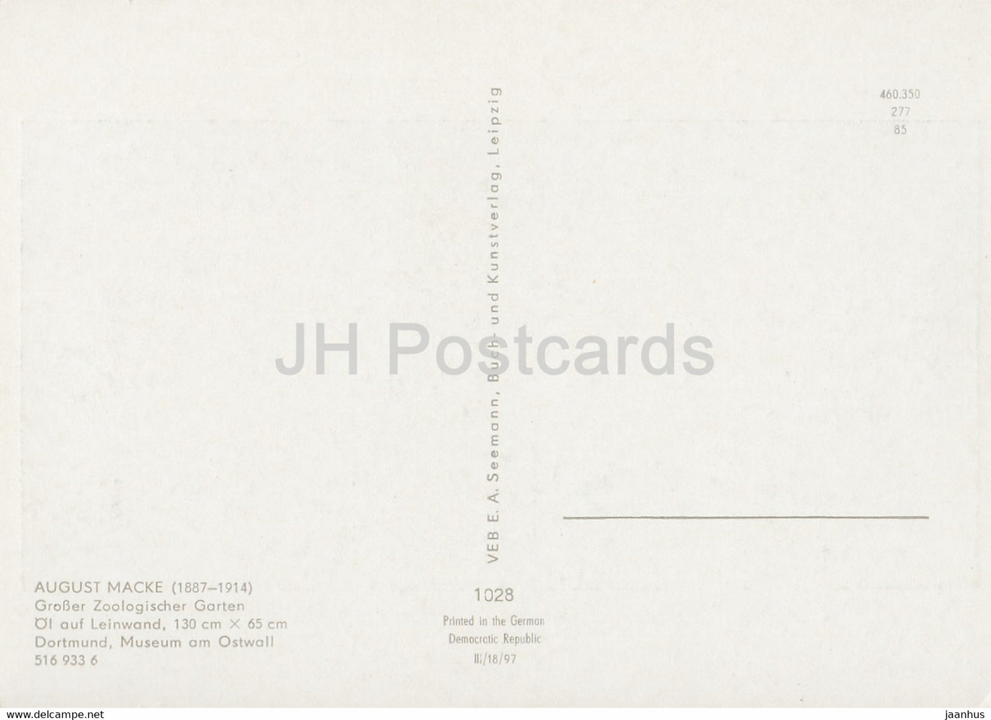 peinture d'August Macke - Grosser Zoologischer Garten - Zoo - 1028 - Art allemand - Allemagne DDR - inutilisé