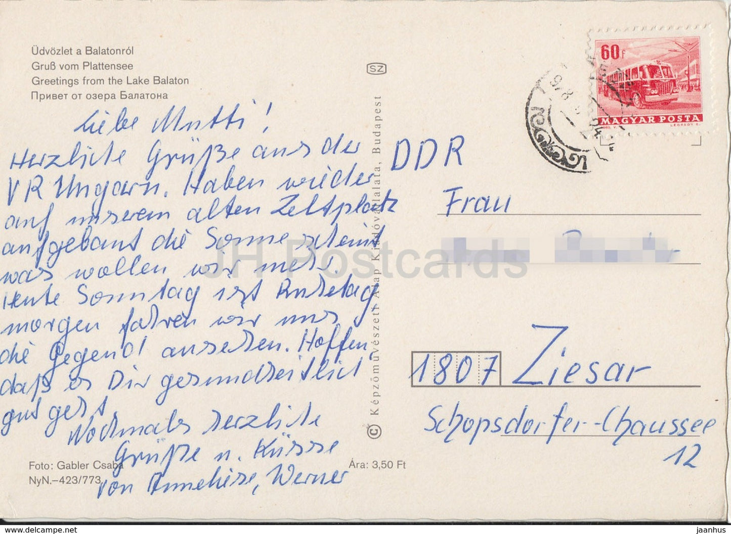 Salutations du lac Balaton - 1 - bateau à voile - Hongrie - utilisé