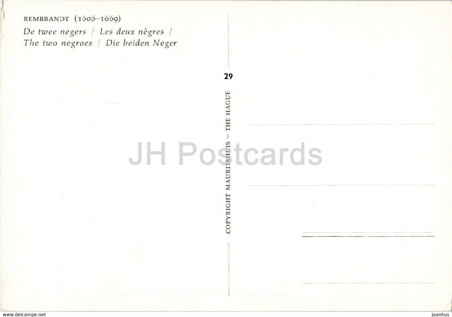 painting by Rembrandt - The Two Negroes - Dutch art - Netherlands - unused