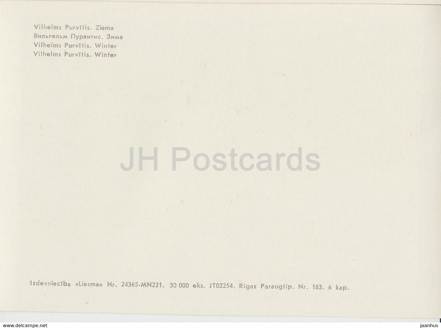 peinture de Vilhelms Purvitis - Hiver - 1 - Art letton - Lettonie URSS - inutilisé